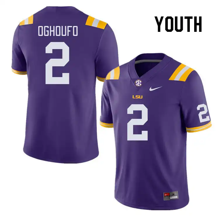 Youth LSU Tigers Ovie Oghoufo #2 Purple NCAA Football Jersey